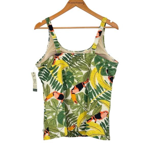 NEW Duluth Trading Swimsuit Tankini Tank Top Bra Toucan Tropical Print Size 18 - Picture 2 of 9